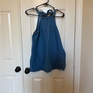 Blue Halter Denim Top